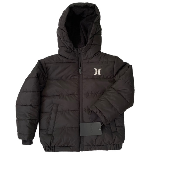 Hurley Other - Hurley Boys’ Summit Puffer Jacket Black with Hood 4 NWT